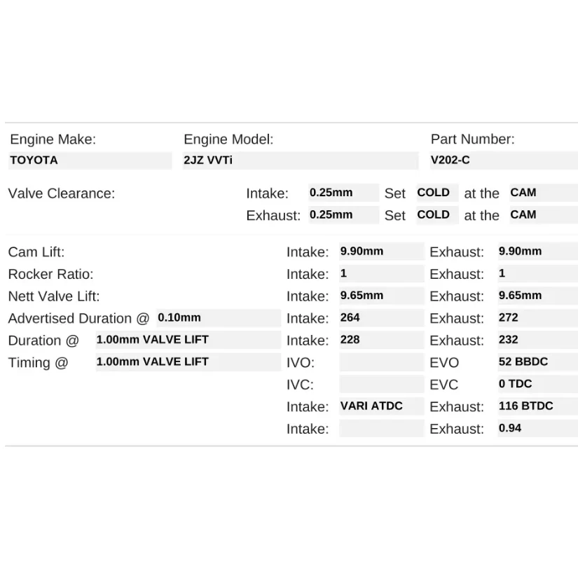 Kelford Cams 264/272 Performance Road/Track Cams Toyota 2JZ-GTE VVTi - Image 2